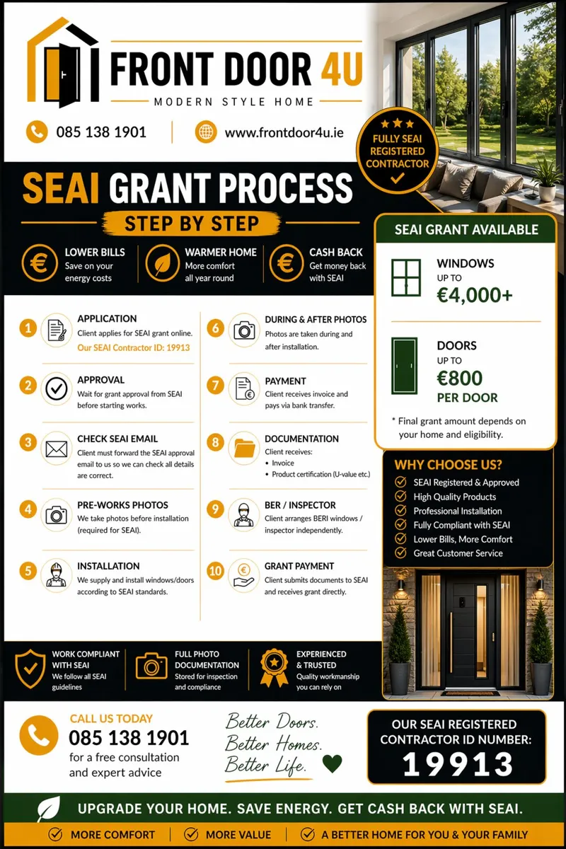 Front doors & windows.  SEAI grant. All Ireland - Image 2