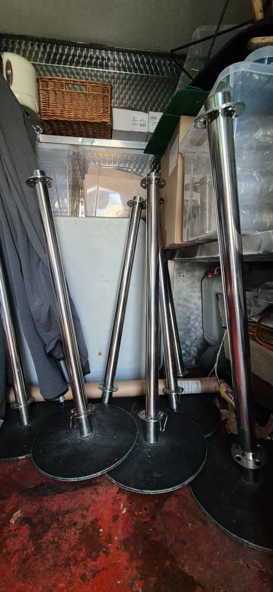 Commercial Chrome Café Barrier System – Posts, Bas - Image 1