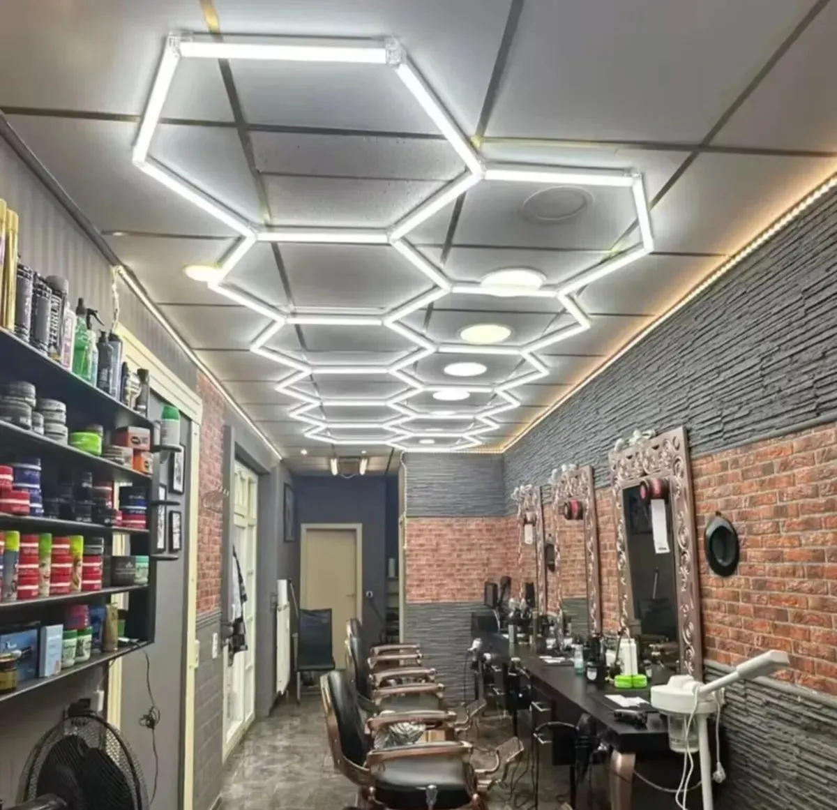 HEXAGON LED LIGHTS & FRAME CAR GARAGE WORKSHOP - Image 2