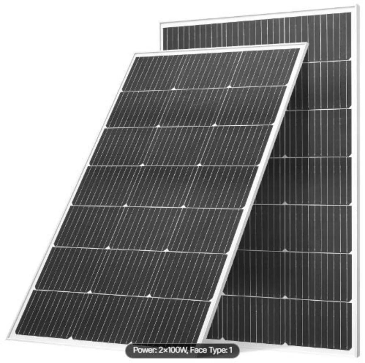 2PCS 100W Monocrystalline Solar Panels, - Image 1