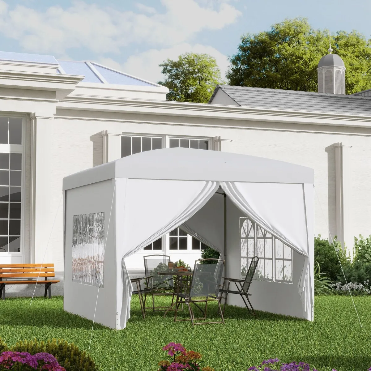 Pop Up Gazebo 3 x 3m with Carry Bag and Windows - Image 1