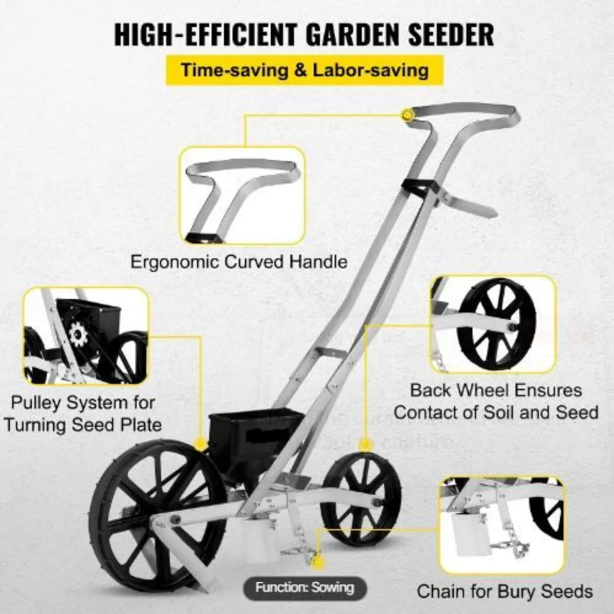 Garden Seeder, Metal Precision Garden Push - Image 4