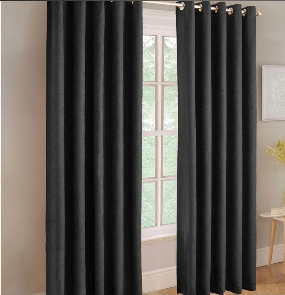 Black Lined Curtains 90x90 - Image 1