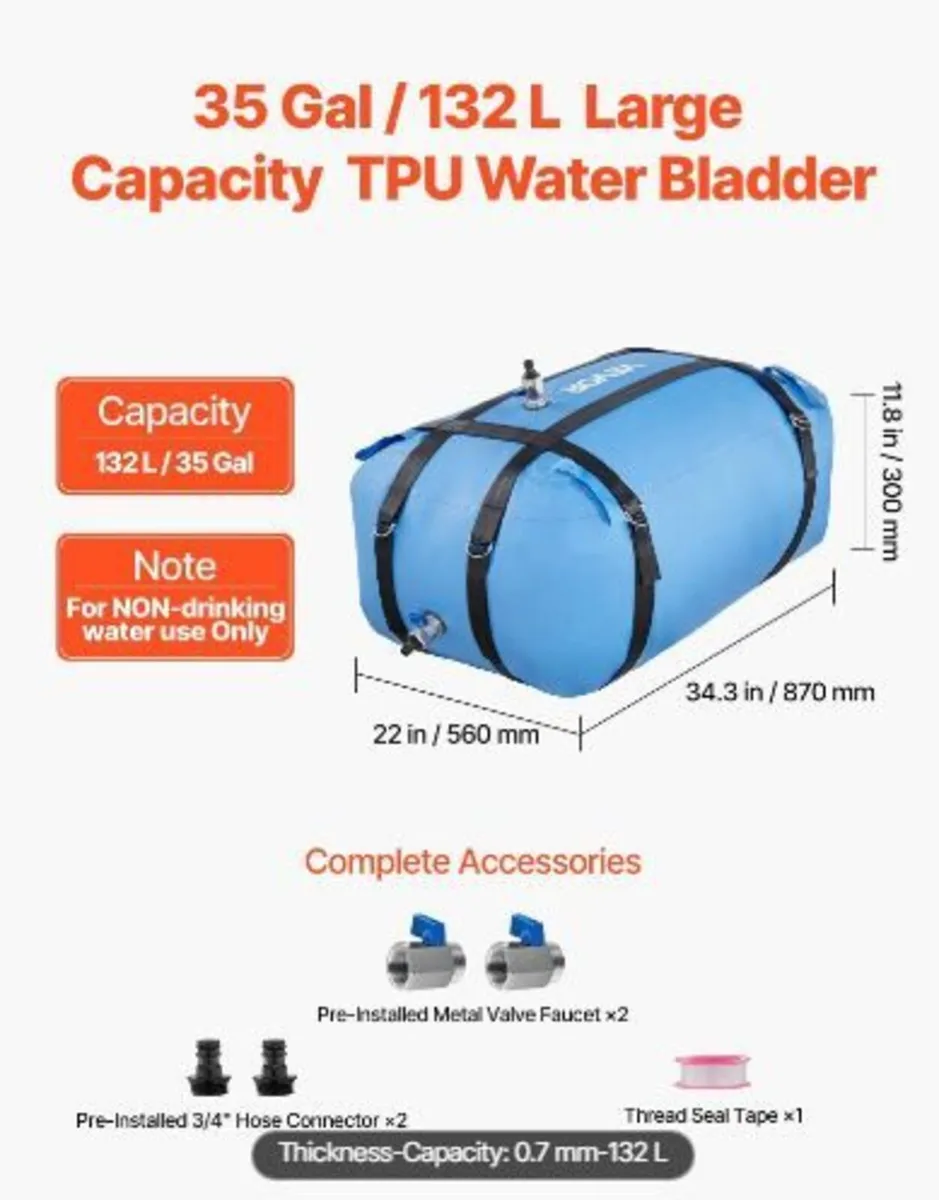 Water Storage Bladder, 132L Large Capacity - Image 1