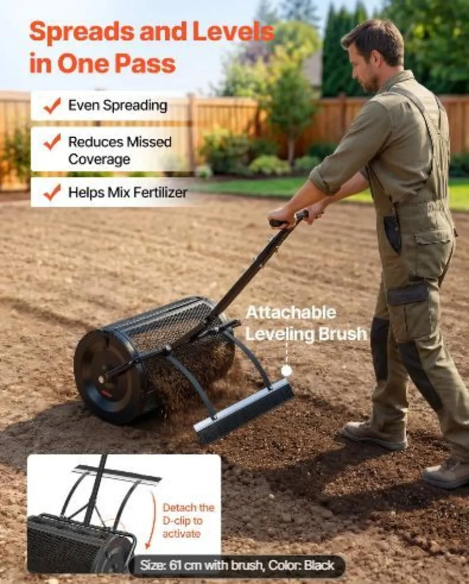 Compost Spreader, 61 cm Wide Peat Moss Spreader - Image 1