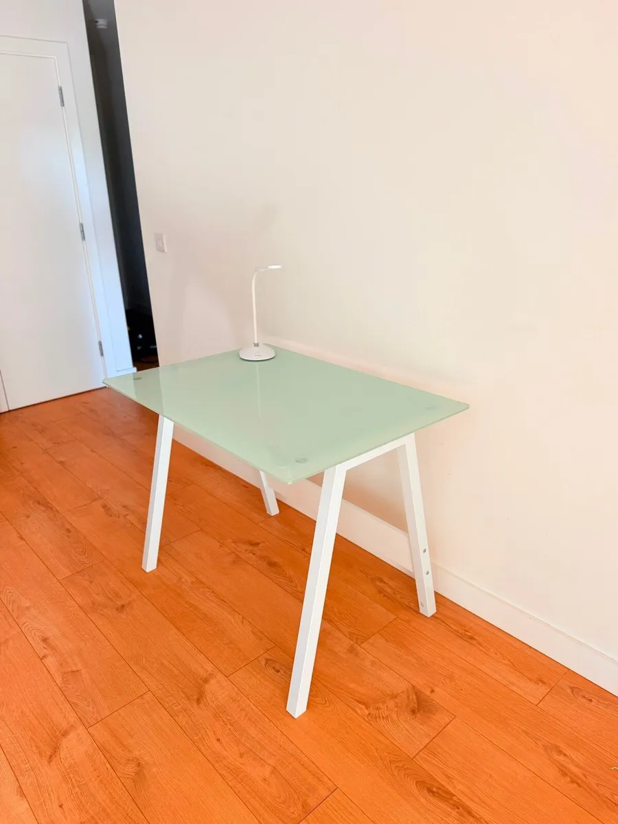 Glass Desk 100x70cm + LED Desk Lamp - Image 3