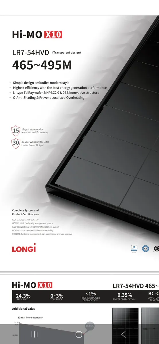 Longi 475w all black semi transparent solar panel - Image 1