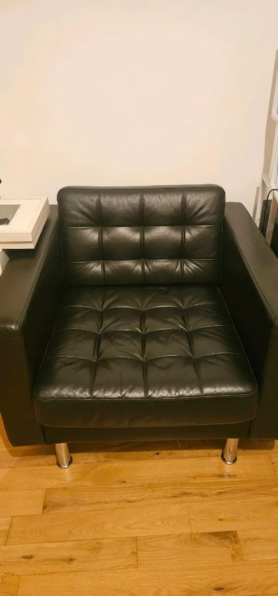 Ikea landskrona 3 seater and 1 seat leather sofa - Image 2