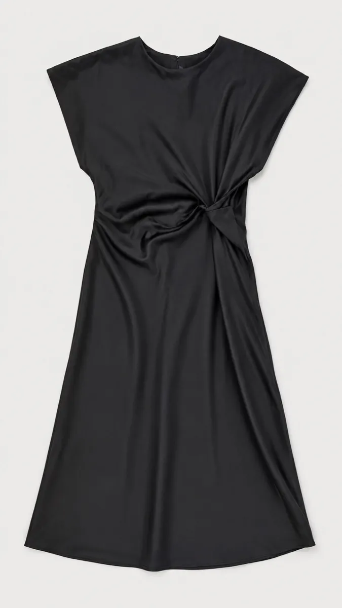 New The Edit Satin Black Dress: Size 10 with ruche - Image 3