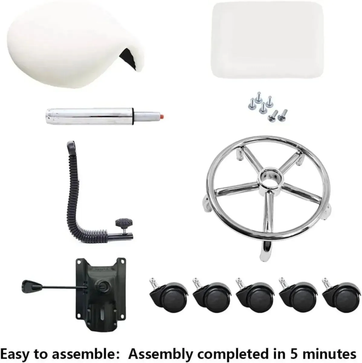 Saddle Stool PU Leather Swivel with Foot Rest - Image 2