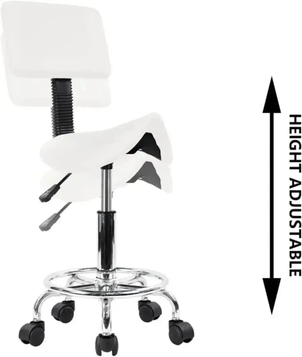 Saddle Stool PU Leather Swivel with Foot Rest - Image 4