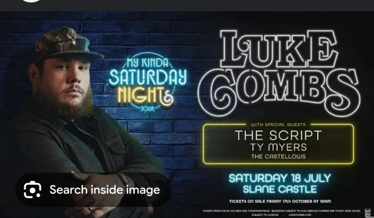 2x Luke Combs Slane Tickets for Saturday 18th
