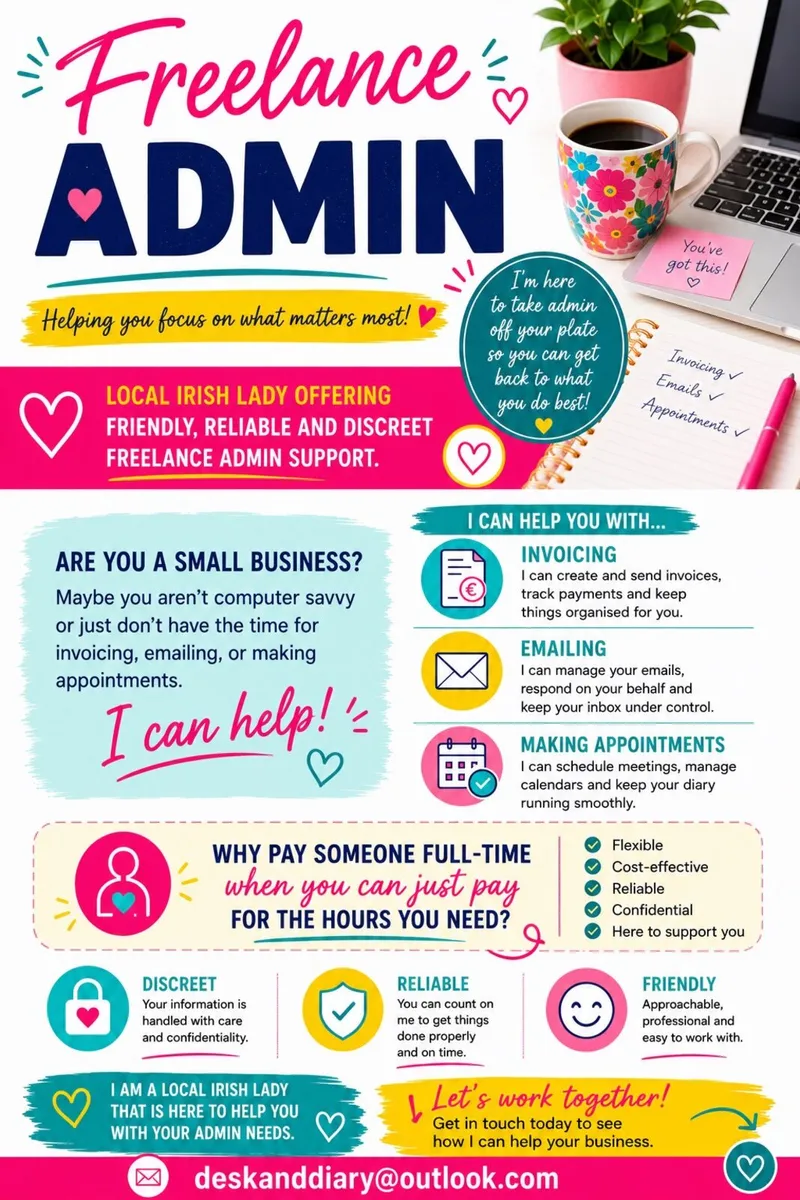 Freelance admin support friendly, reliable.