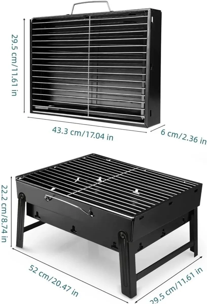BBQ Charcoal Grill Folding Portable 20.47x11.61in - Image 2