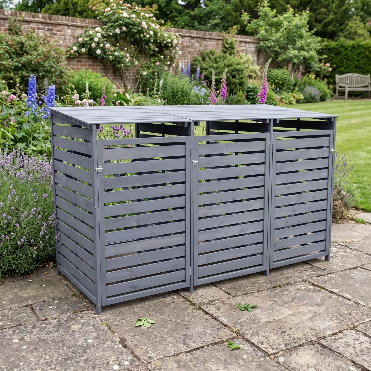 Wheelie Bin Storage – 3 Bays -Grey - Free Delivery - Image 1