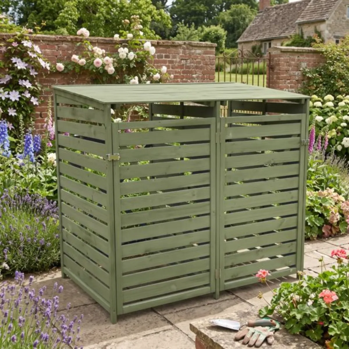 Wheelie Bin Storage – 2 Bays- Green - Free Deliver - Image 1