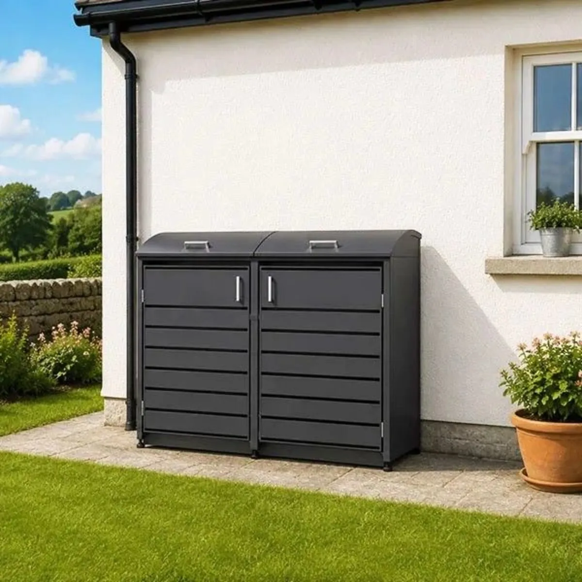 Premium 2-Bay Curved Crescent Bin Storage – Anthra - Image 1