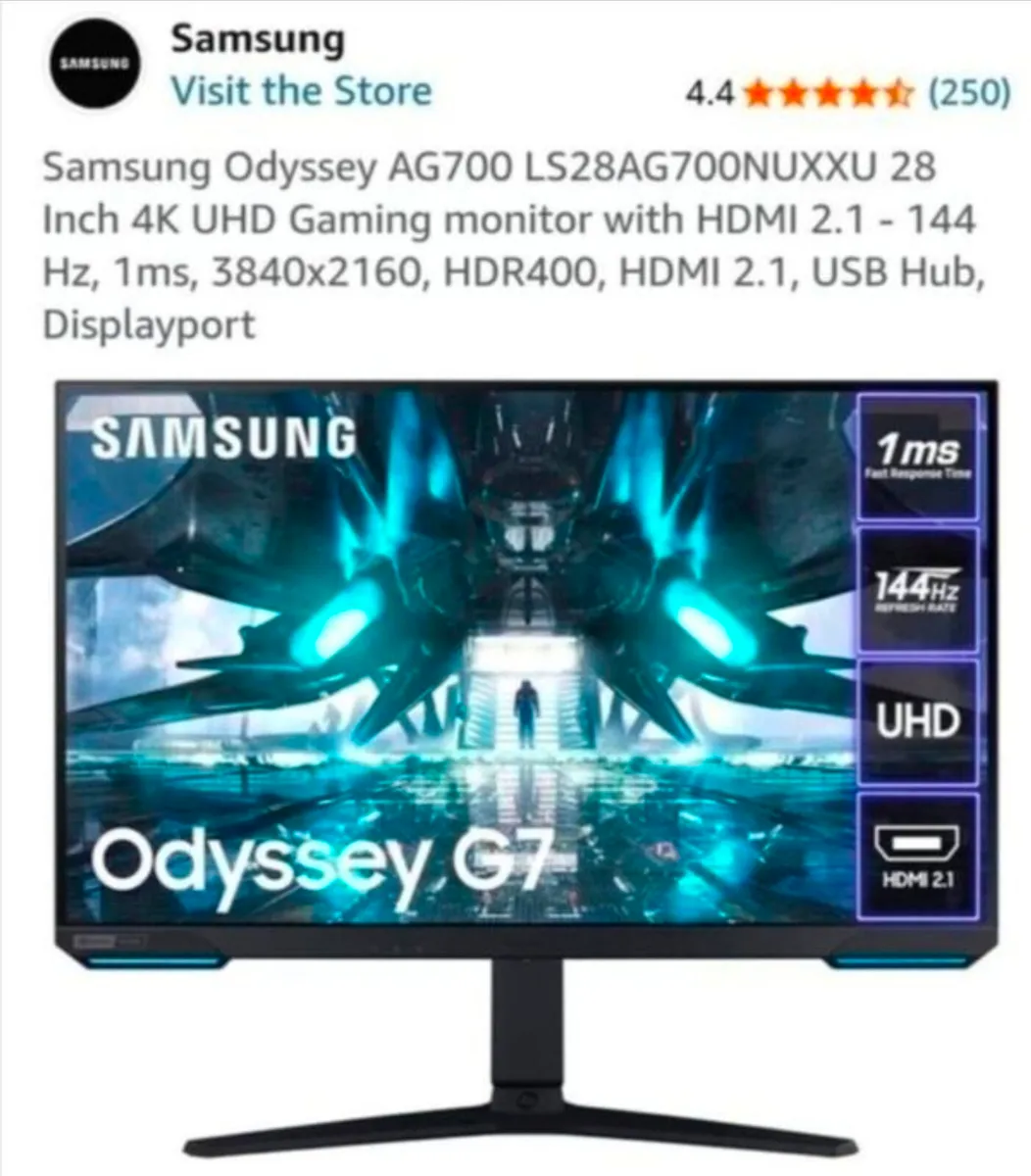 Samsung Odyssey 28" 4K Gaming Monitor - Image 1