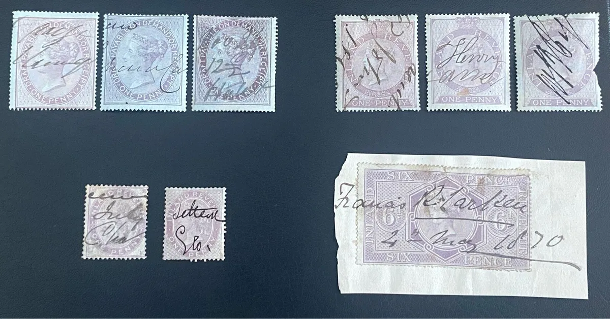 British 1850-80’s Fiscal stamp lot - Image 1