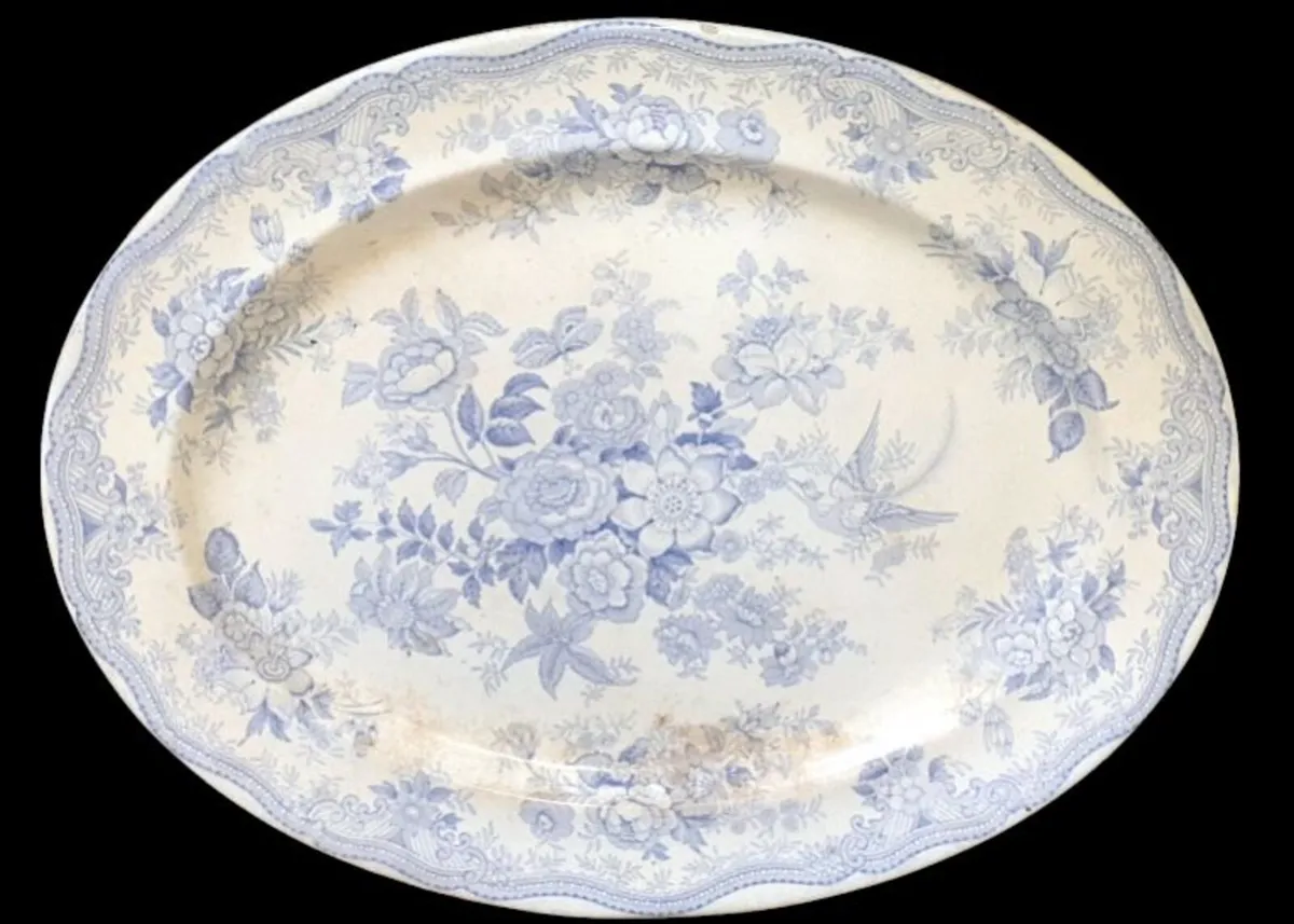 "Asiatic Pheasants" Blue & White Platter - Image 3