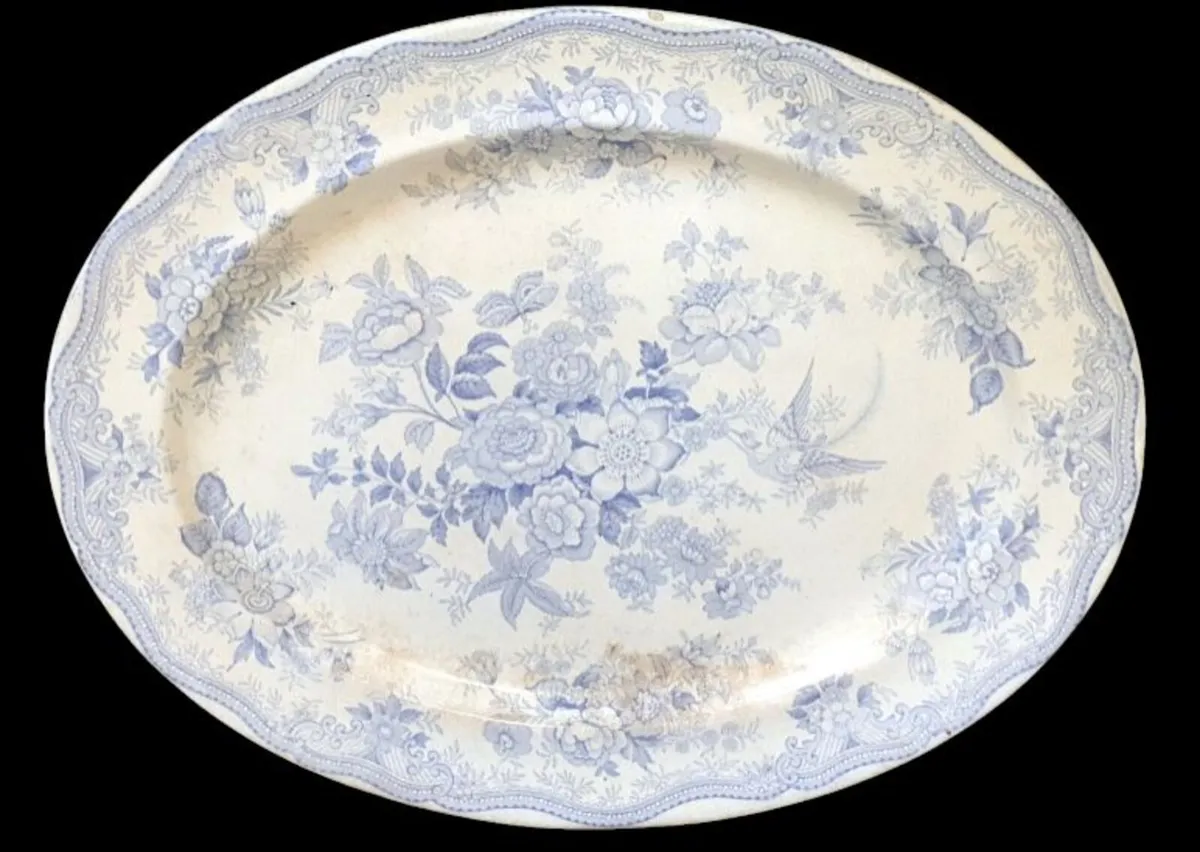 "Asiatic Pheasants" Blue & White Platter - Image 4