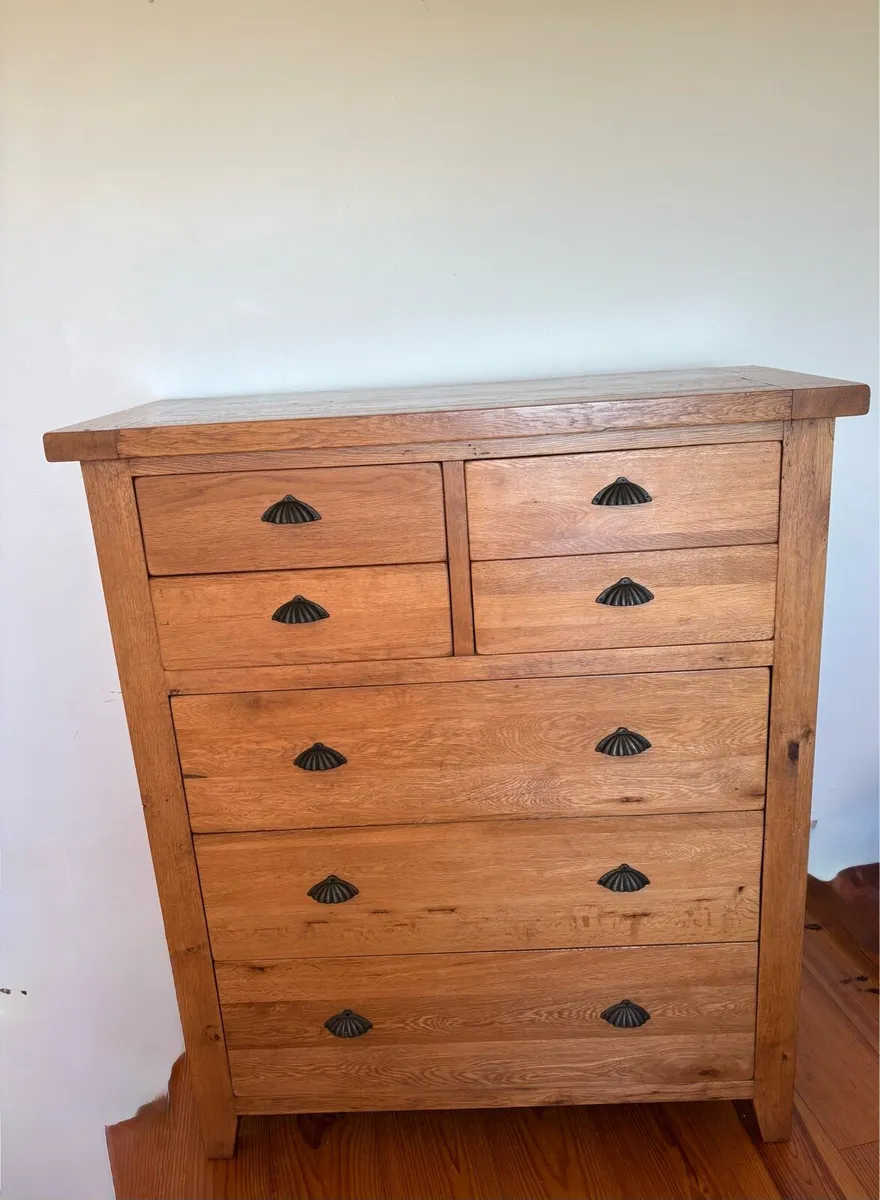 Solid Oak 7-Drawer Chest / Tallboy – Rustic Style - Image 1