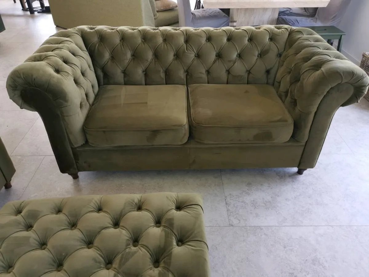 Chesterfield 3 + 2 Seater and Large Ottoman - Image 3