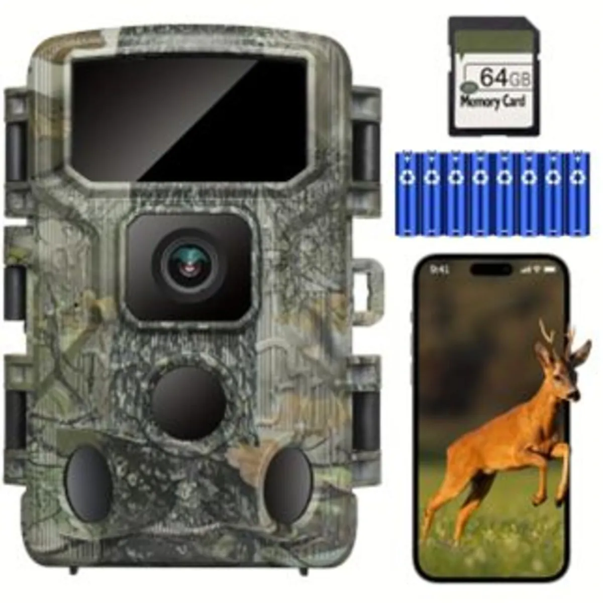 Wifi Trail Camera, 4K 64MP Memory Card - Image 1