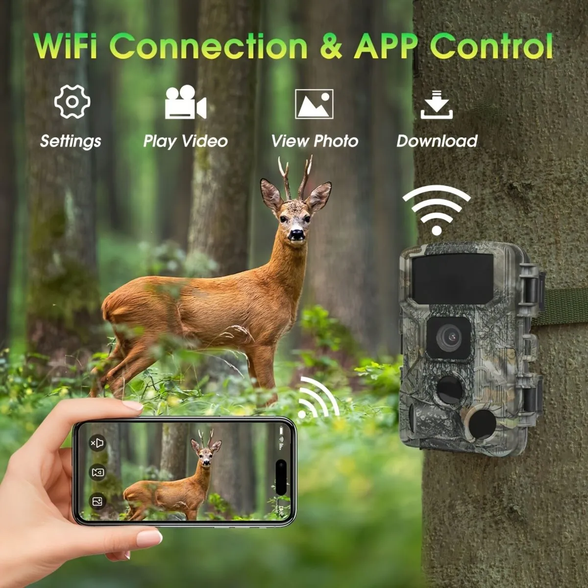 Wifi Trail Camera, 4K 64MP Memory Card - Image 2