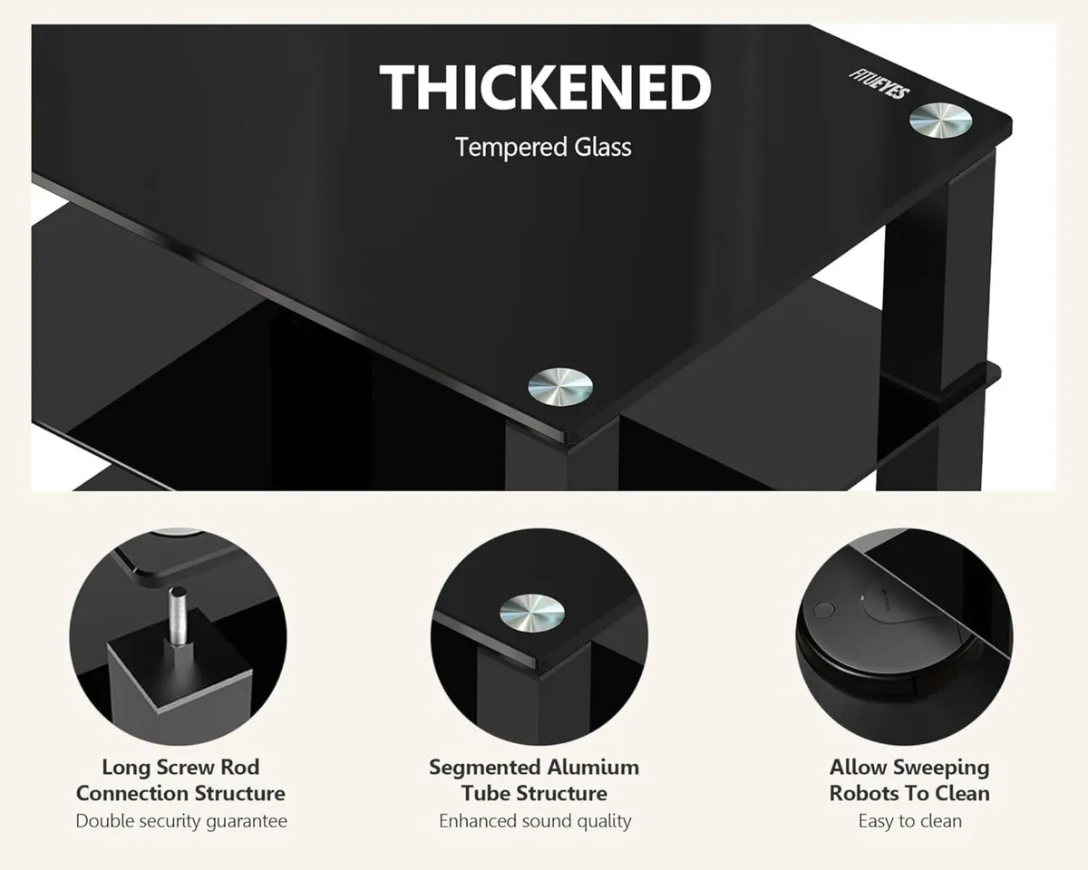 Fitueyes Hifi Rack Av Shelf 4-Tiers Glass TV - Image 4