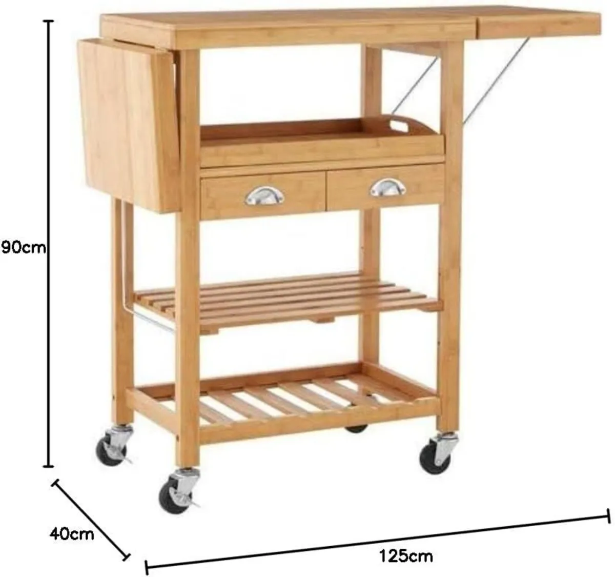 Kitchen Trolley Wood Natural 40 X 125 90 - Image 3