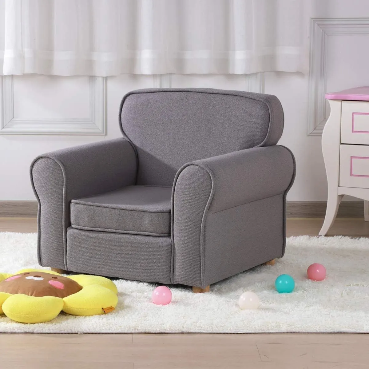 Big Kids Armchair Linen Fabric Toddler Sofa Chair - Image 2