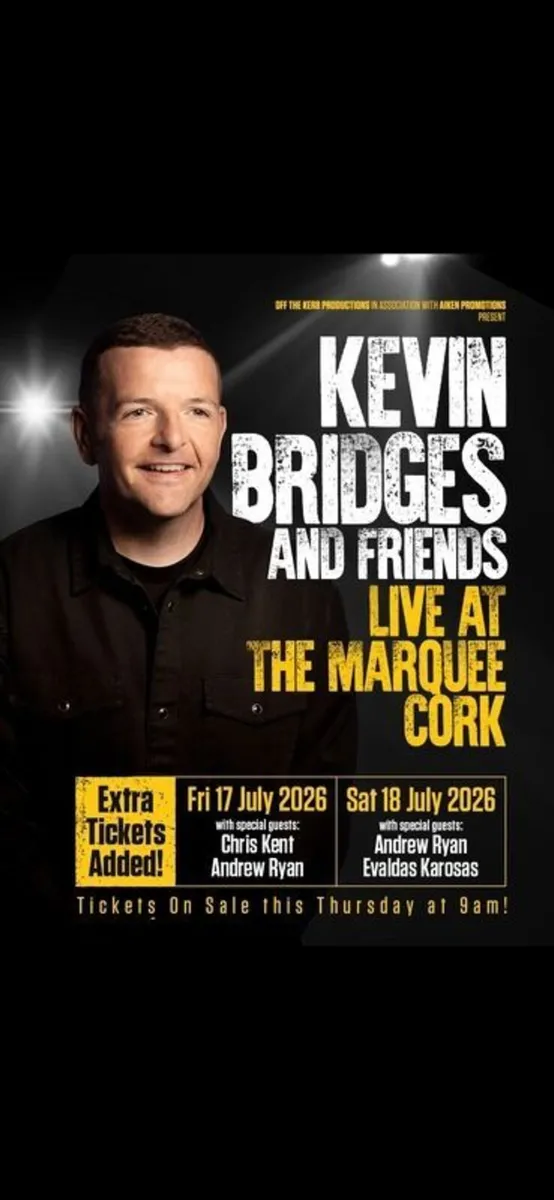 2 Tickets, Kevin Bridges, seated together. - Image 1