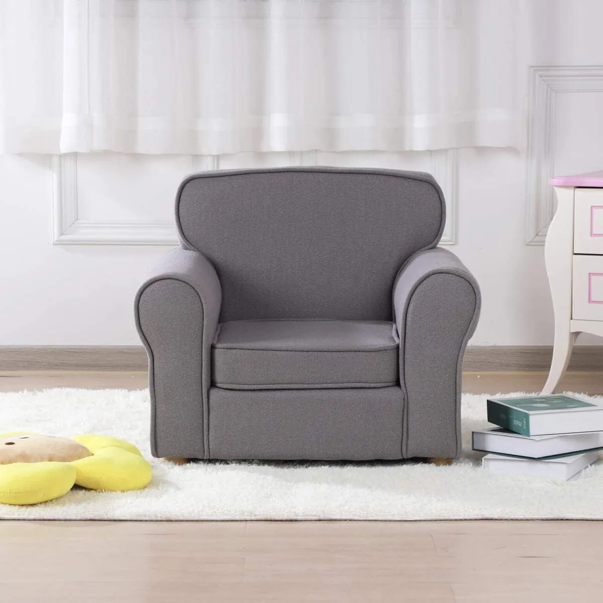 Big Kids Armchair Linen Fabric Toddler Sofa Chair - Image 4