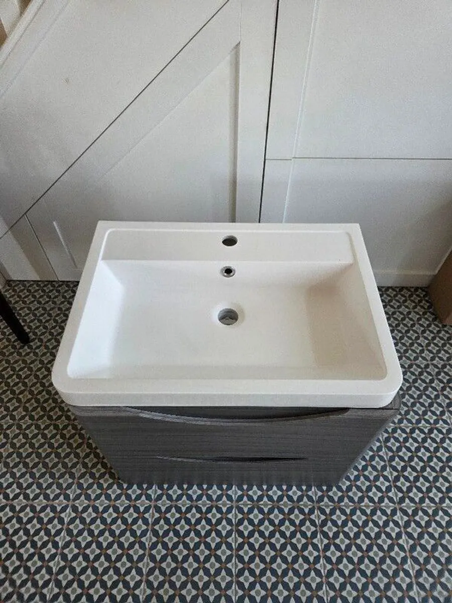 wall hung bathroom cabinet and sink - Image 3