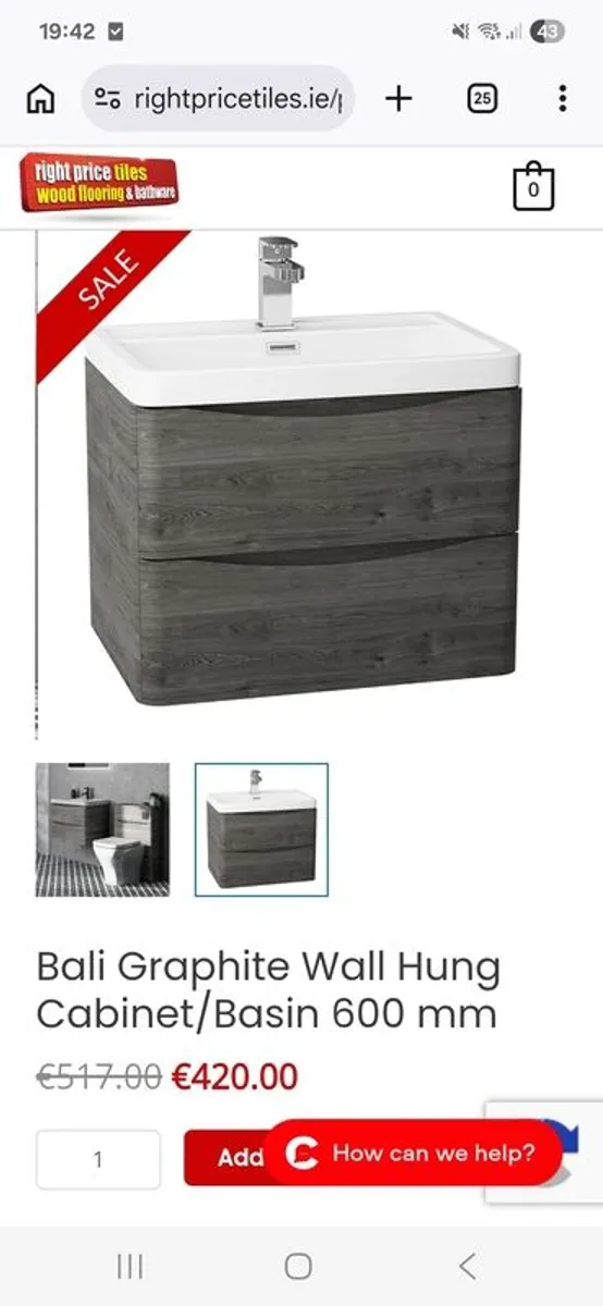 wall hung bathroom cabinet and sink - Image 4