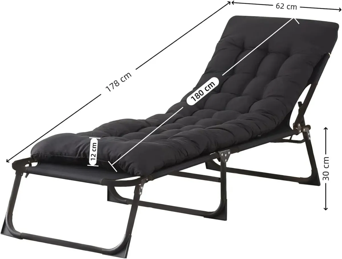 Heavy Duty Garden Sun Lounger with Bag Mattress - Image 2