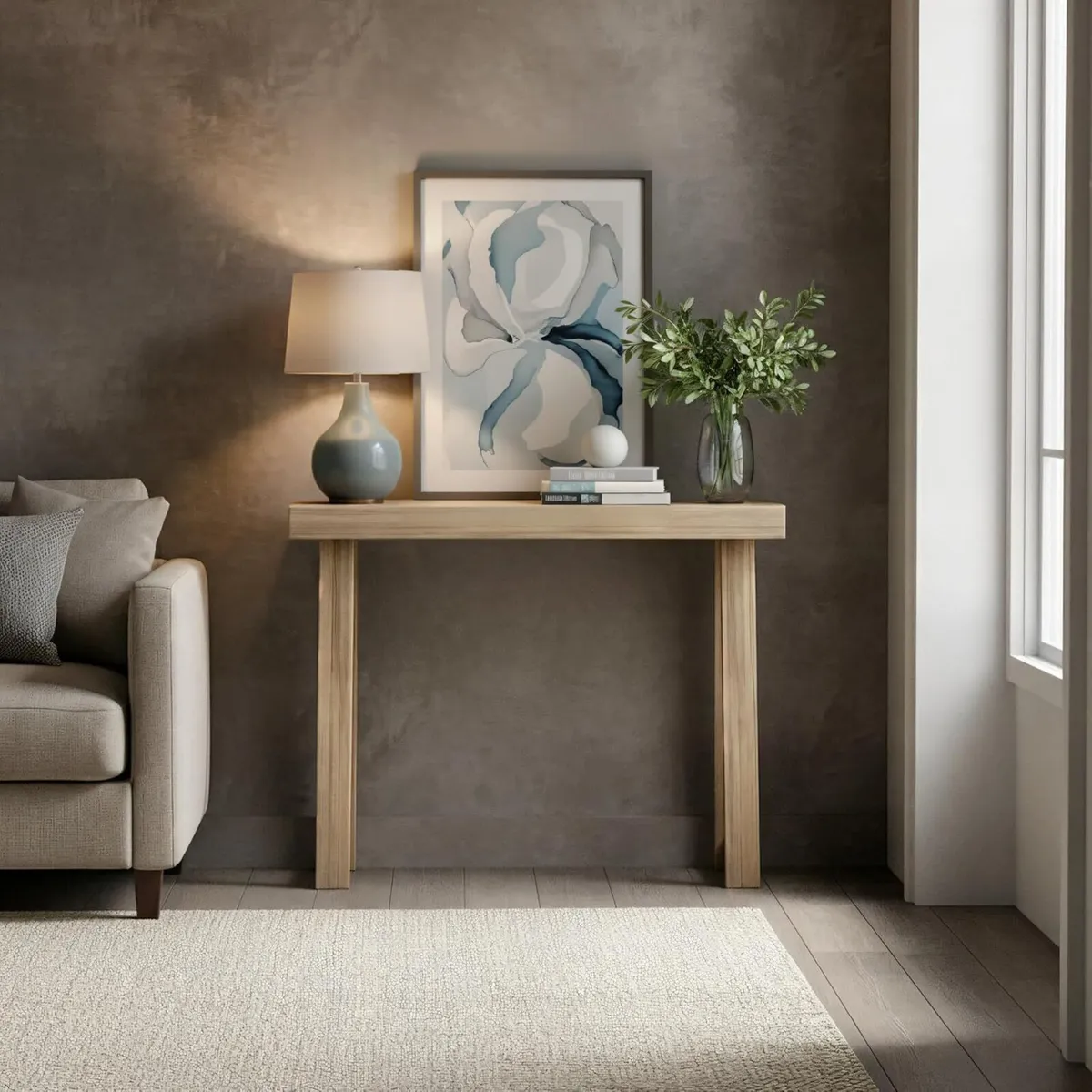Solid Wood Console Table 36 Inch Sofa Narrow - Image 2