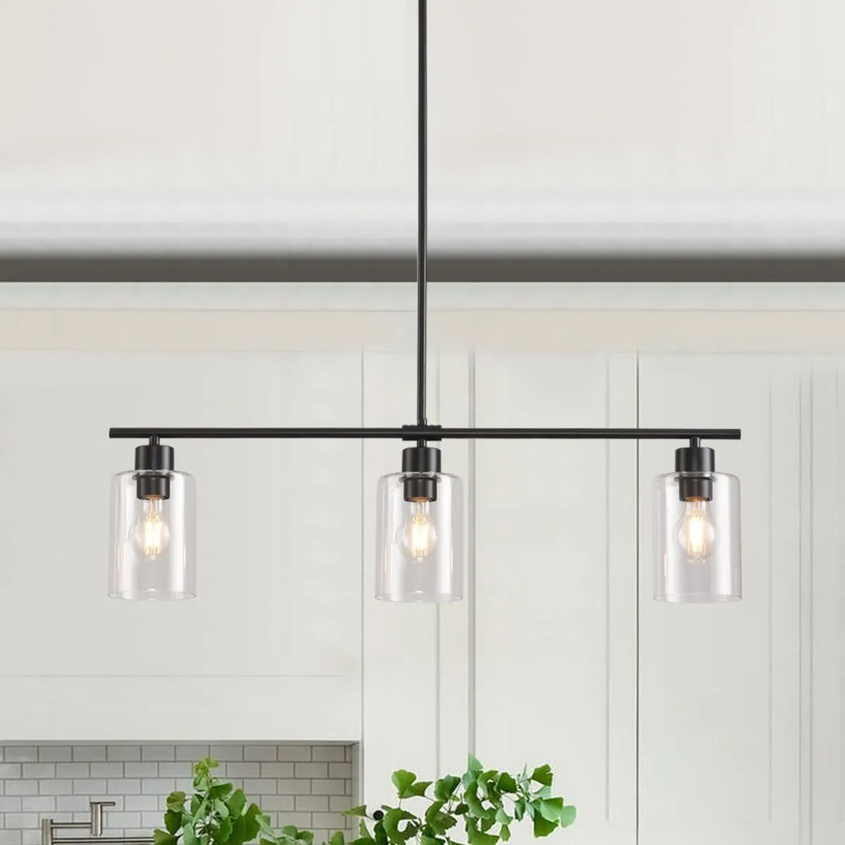 Kitchen Island Lights 3 Glass Pendant Light Dining - Image 1