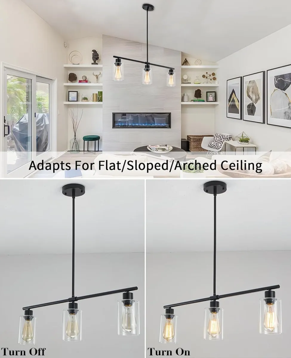 Kitchen Island Lights 3 Glass Pendant Light Dining - Image 2
