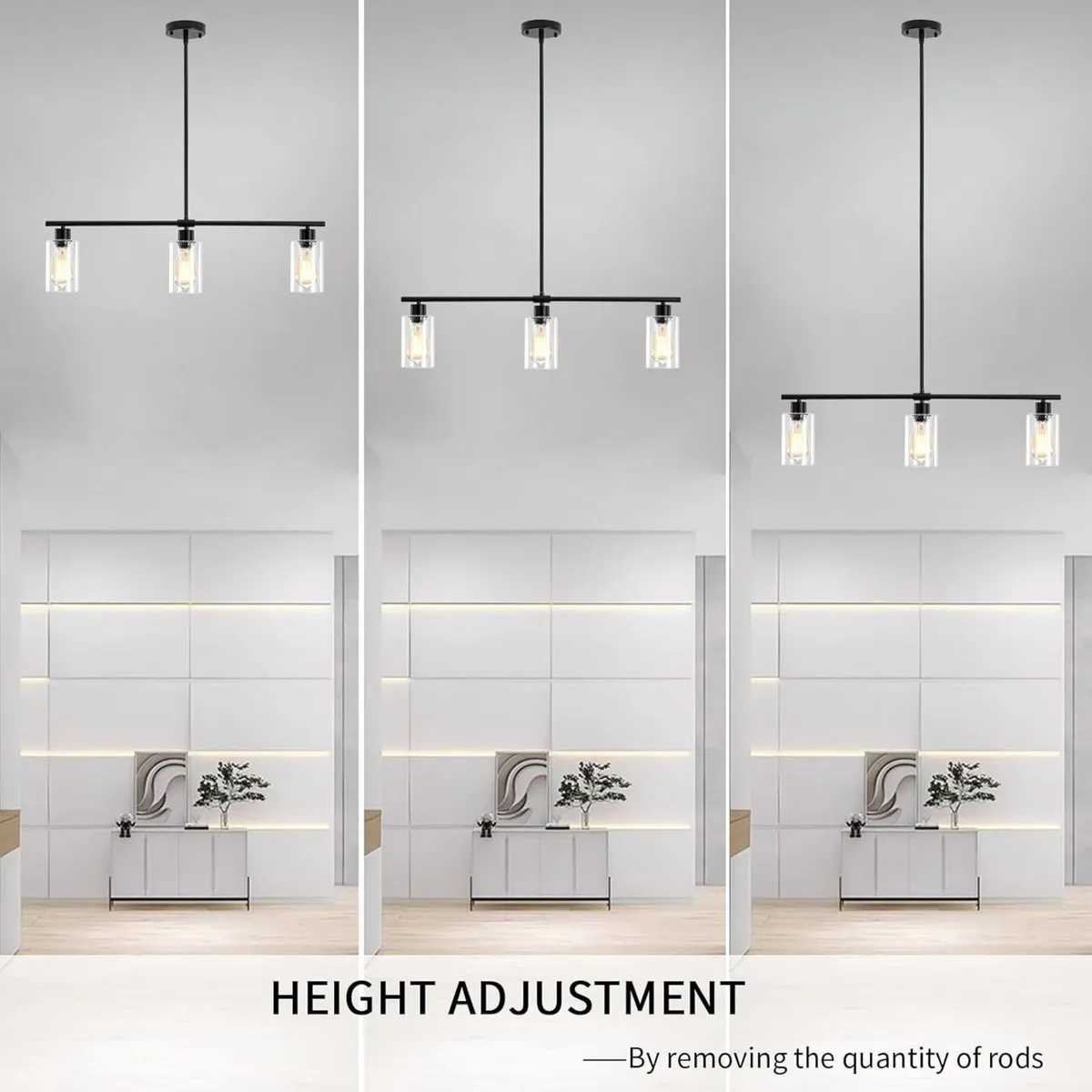 Kitchen Island Lights 3 Glass Pendant Light Dining - Image 3