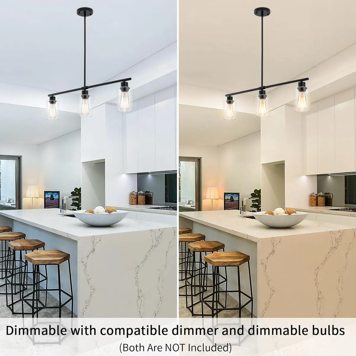 Kitchen Island Lights 3 Glass Pendant Light Dining - Image 4