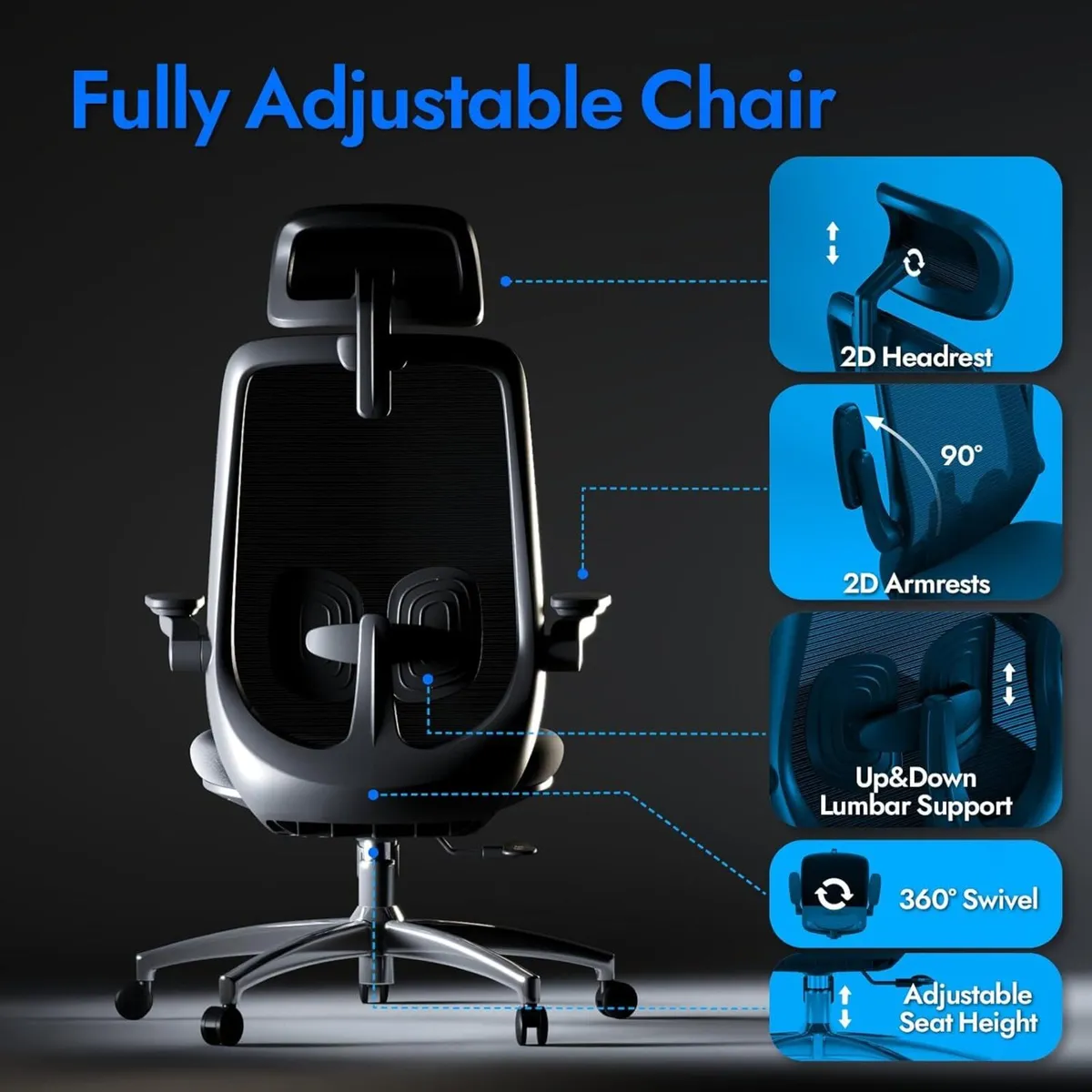 Ergonomic Mesh Office Chair Comfy with Adjustable - Image 4