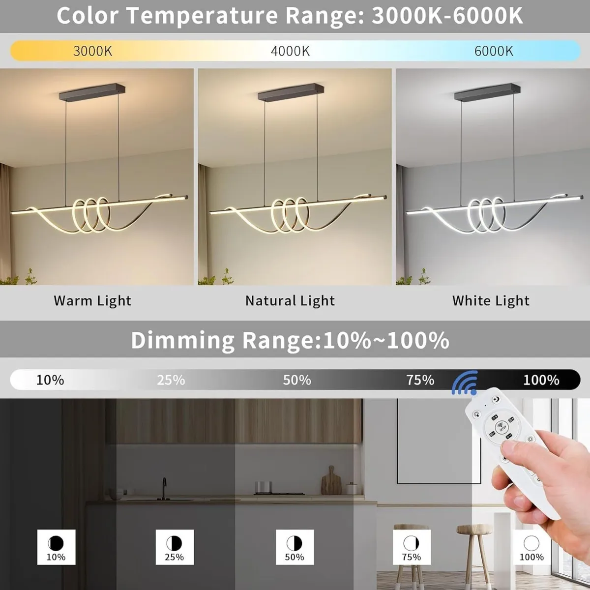LED Pendant Lights Kitchen Island 3000K-6000K - Image 3