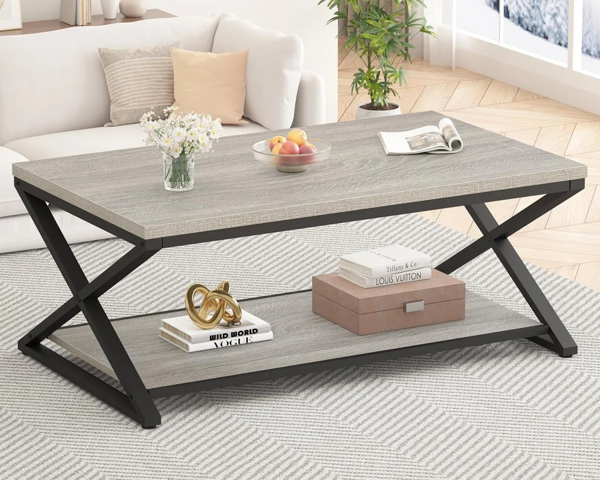 Rustic Wood Coffee Shelf for Living Room - Image 1