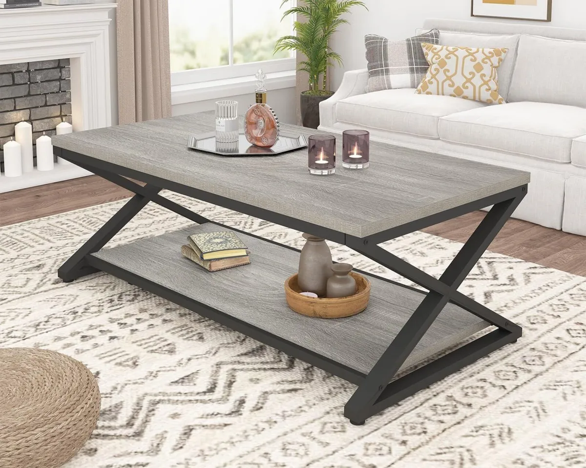 Rustic Wood Coffee Shelf for Living Room - Image 3