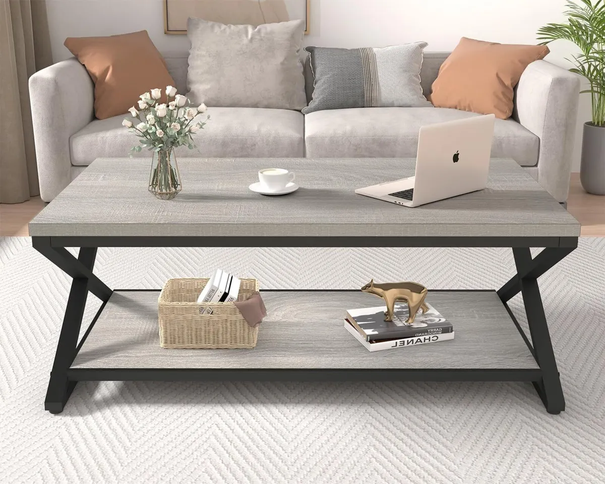 Rustic Wood Coffee Shelf for Living Room - Image 4