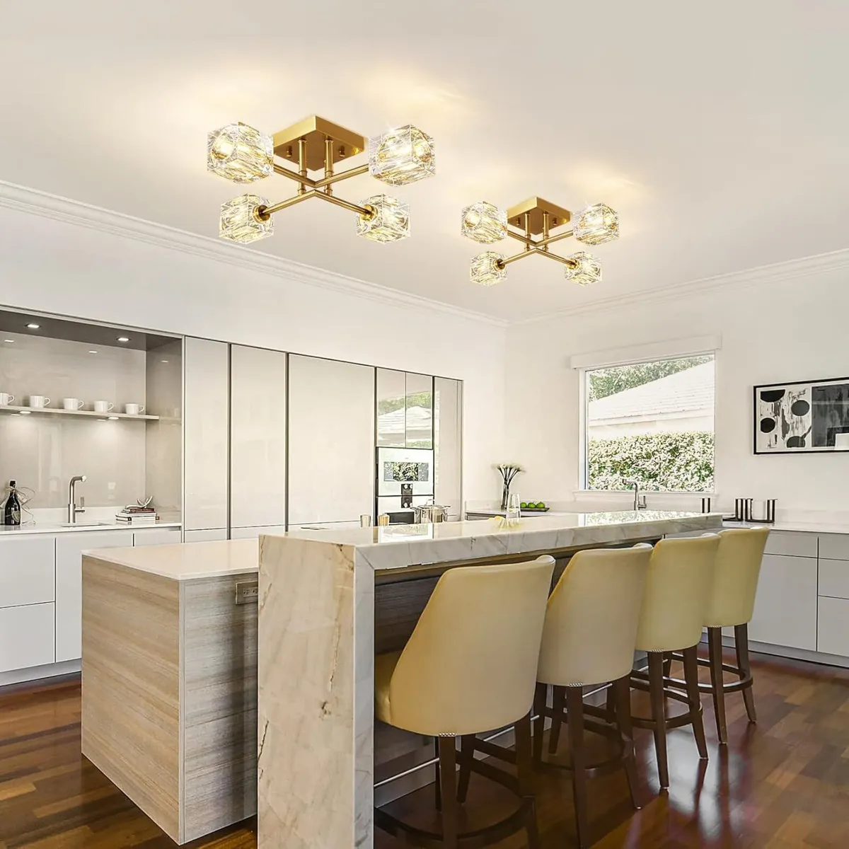 Modern 4-Light Crystal Ceiling Light Semi Flush - Image 4