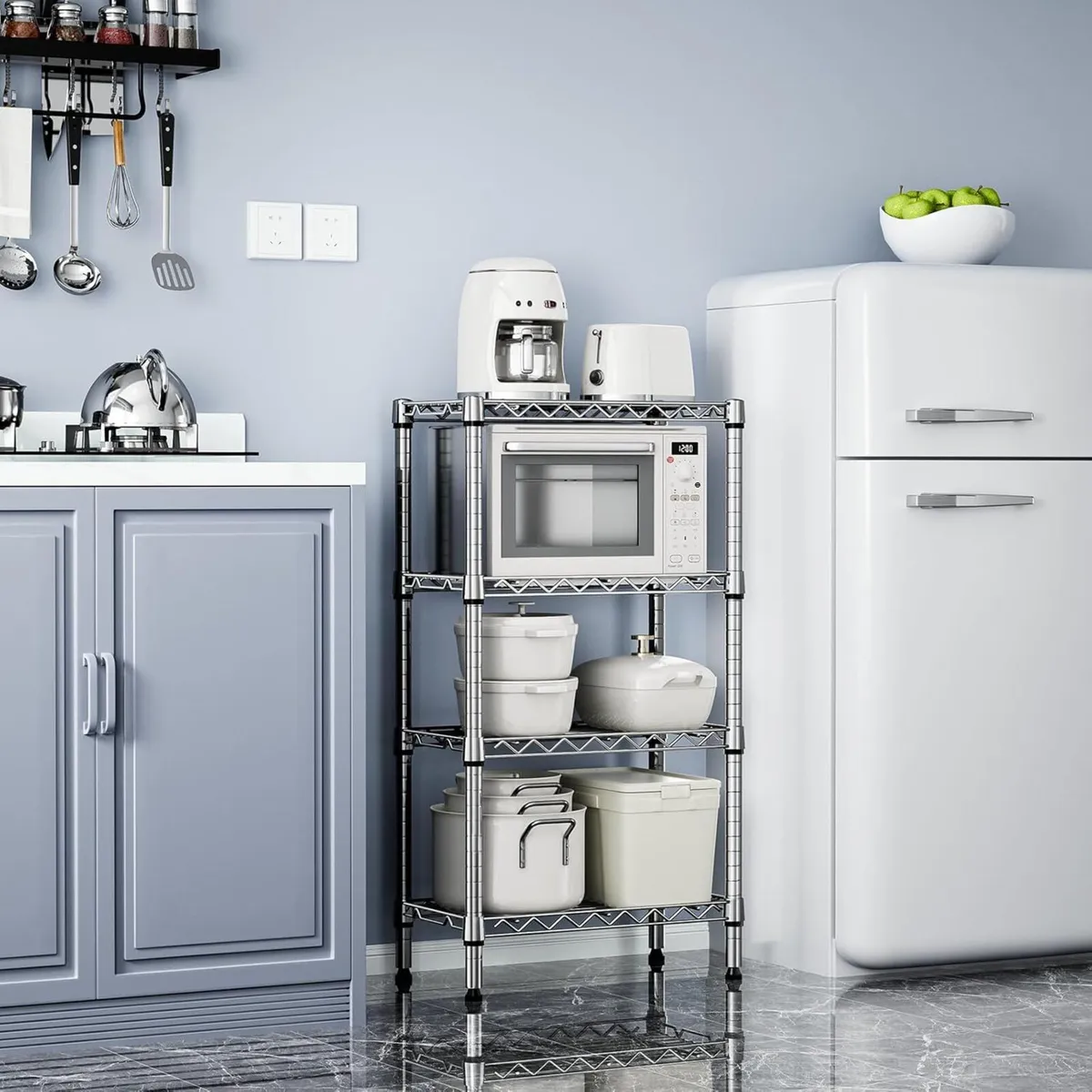 4 Tier Shelf Metal Storage Shelves Wire Rack - Image 4