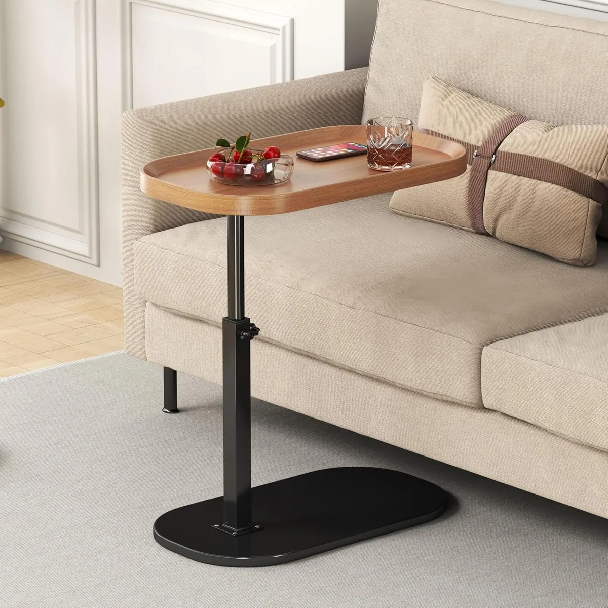 Adjustable Height C Shaped Side Table - Image 1